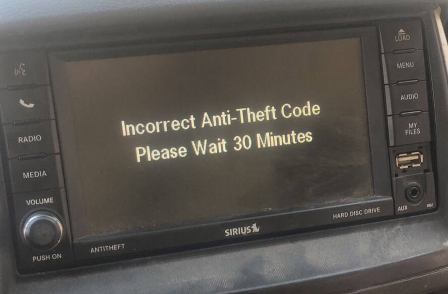 Incorrect Anti-theft Code Screen